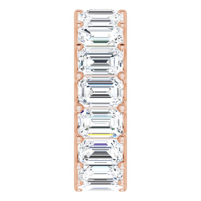 14K Gold Emerald Lab-Grown Diamond Shared U-Prong Eternity Band – 6x4 mm Stones - Rose Gold - view 4