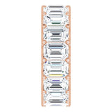 14K Gold Emerald Natural Diamond Shared U-Prong Eternity Band – 6x4 mm Stones - Rose Gold - view 4