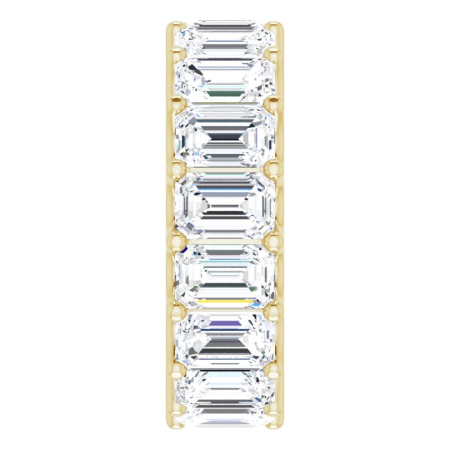 14K Gold Emerald Lab-Grown Diamond Shared U-Prong Eternity Band – 6x4 mm Stones - Yellow Gold - view 4