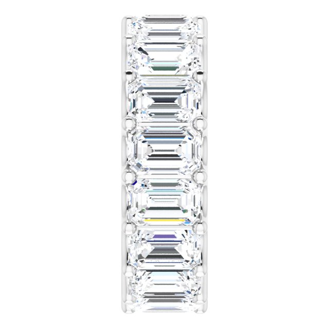 Platinum Emerald Lab-Grown Diamond Shared U-Prong Eternity Band – 6x4 mm Stones - view 4