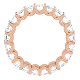 14K Gold Emerald Lab-Grown Diamond Shared U-Prong Eternity Band – 5x3 mm Stones - Rose Gold - view 2