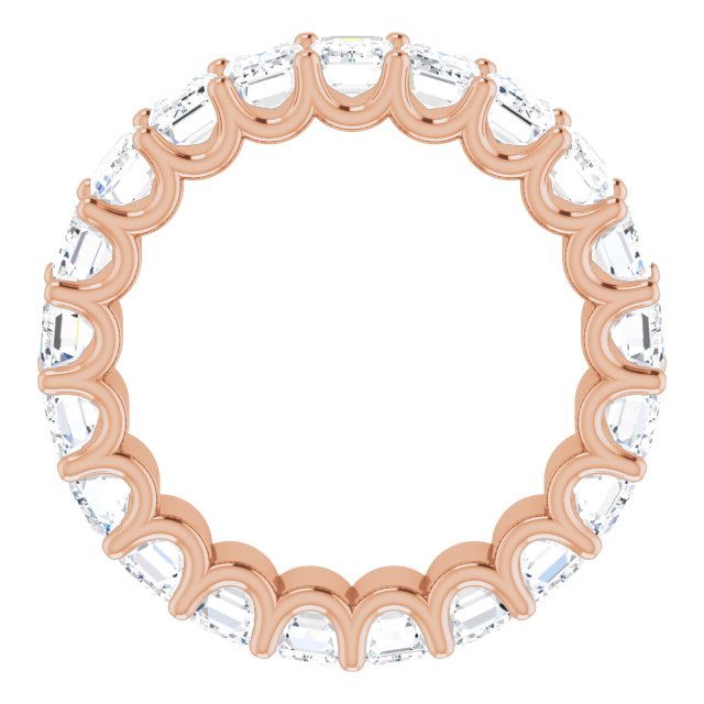14K Gold Emerald Lab-Grown Diamond Shared U-Prong Eternity Band – 5x3 mm Stones - Rose Gold - view 2