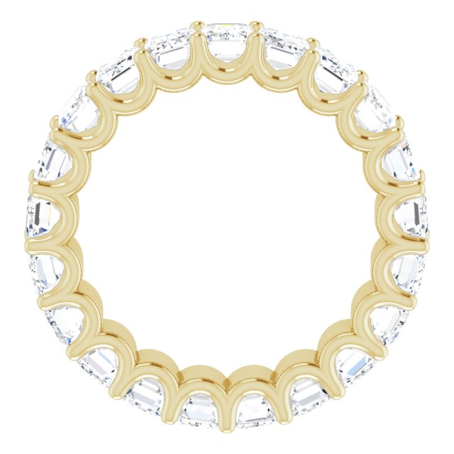 14K Gold Emerald Lab-Grown Diamond Shared U-Prong Eternity Band – 5x3 mm Stones - Yellow Gold - view 2