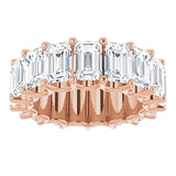 14K Gold Emerald Lab-Grown Diamond Shared U-Prong Eternity Band – 6x4 mm Stones - Rose Gold - view 3