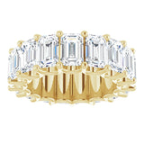 14K Gold Emerald Lab-Grown Diamond Shared U-Prong Eternity Band – 6x4 mm Stones - Yellow Gold - view 3