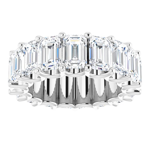 Platinum Emerald Lab-Grown Diamond Shared U-Prong Eternity Band – 6x4 mm Stones - view 3