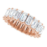 14K Gold Emerald Lab-Grown Diamond Shared U-Prong Eternity Band – 5x3 mm Stones - Rose Gold - view 5