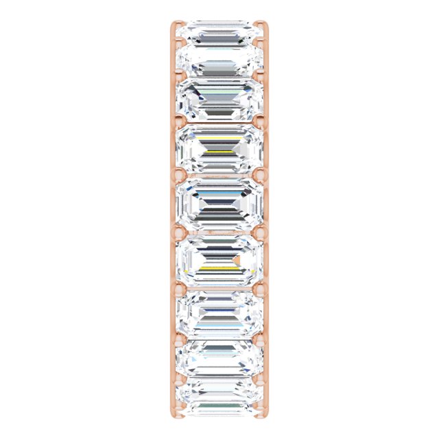 14K Gold Emerald Lab-Grown Diamond Shared U-Prong Eternity Band – 5x3 mm Stones - Rose Gold - view 4