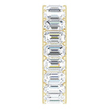 14K Gold Emerald Lab-Grown Diamond Shared U-Prong Eternity Band – 5x3 mm Stones - Yellow Gold - view 4