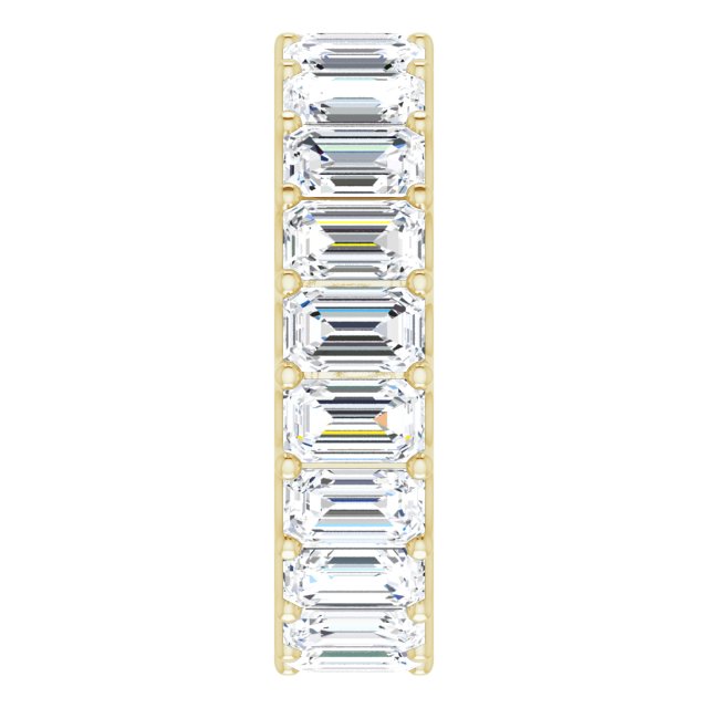 14K Gold Emerald Lab-Grown Diamond Shared U-Prong Eternity Band – 5x3 mm Stones - Yellow Gold - view 4