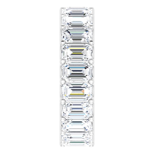 Platinum Emerald Natural Diamond Shared U-Prong Eternity Band – 5x3 mm Stones - view 4