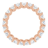 14K Gold Oval Natural Diamond Shared U-Prong Eternity Band – 5x3 mm Stones - Rose Gold - view 2