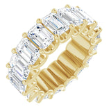 14K Gold Emerald Natural Diamond Shared U-Prong Eternity Band – 6x4 mm Stones - Yellow Gold