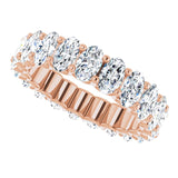 14K Gold Oval Natural Diamond Shared U-Prong Eternity Band – 5x3 mm Stones - Rose Gold - view 5