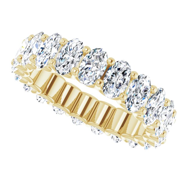 14K Gold Oval Natural Diamond Shared U-Prong Eternity Band – 5x3 mm Stones - Yellow Gold - view 5