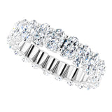 Platinum Oval Natural Diamond Shared U-Prong Eternity Band – 5x3 mm Stones - view 5