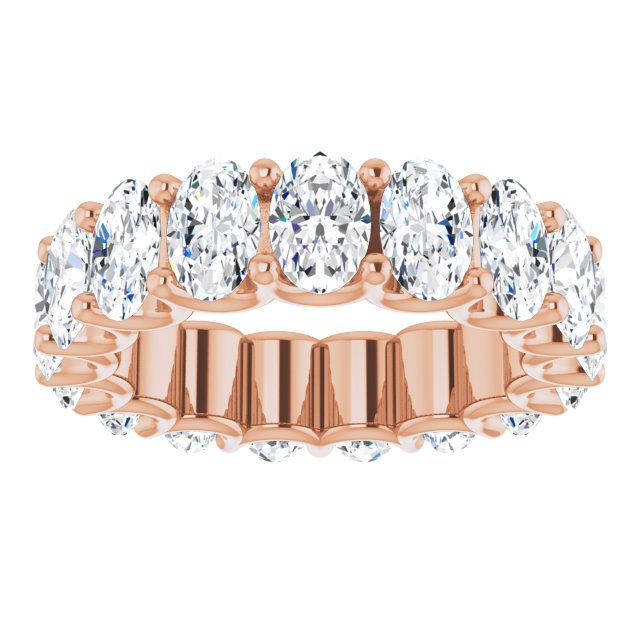 14K Gold Oval Lab-Grown Diamond Shared U-Prong Eternity Band – 6x4 mm Stones - Rose Gold - view 3