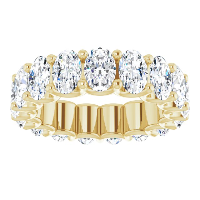14K Gold Oval Lab-Grown Diamond Shared U-Prong Eternity Band – 6x4 mm Stones - Yellow Gold - view 3