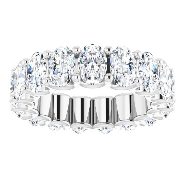14K Gold Oval Lab-Grown Diamond Shared U-Prong Eternity Band – 6x4 mm Stones - White Gold - view 3