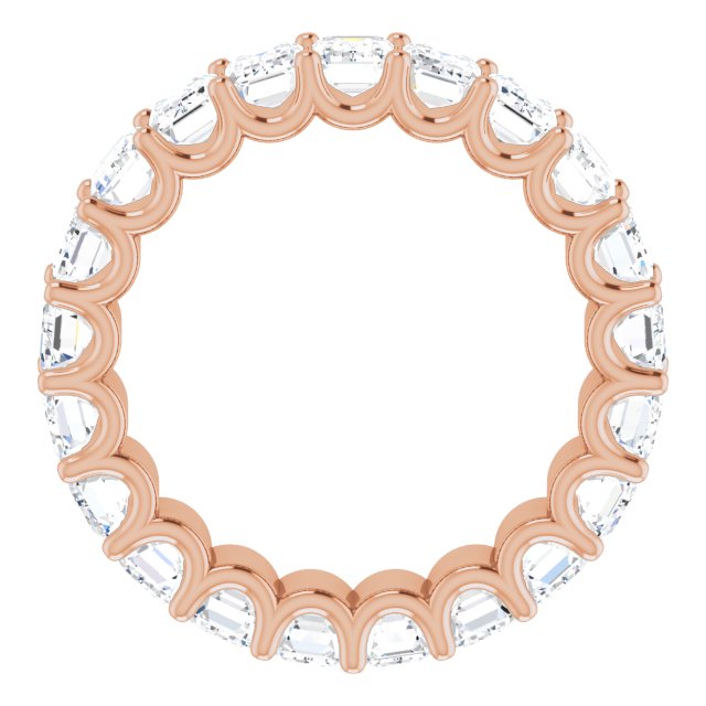 14K Gold Emerald Lab-Grown Diamond Shared U-Prong Eternity Band – 5x3 mm Stones - Rose Gold - view 2