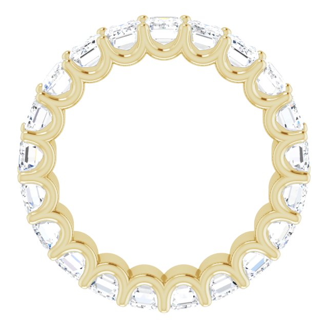 14K Gold Emerald Lab-Grown Diamond Shared U-Prong Eternity Band – 5x3 mm Stones - Yellow Gold - view 2