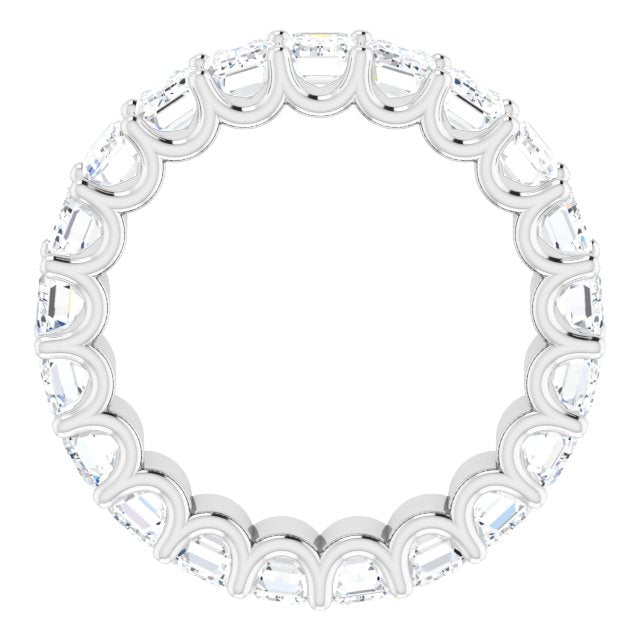 Platinum Emerald Lab-Grown Diamond Shared U-Prong Eternity Band – 5x3 mm Stones - view 2
