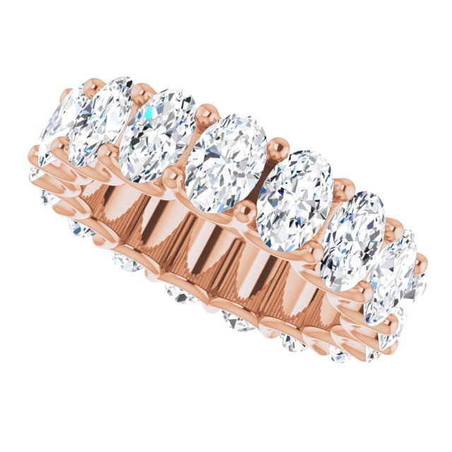 14K Gold Oval Lab-Grown Diamond Shared U-Prong Eternity Band – 6x4 mm Stones - Rose Gold - view 5