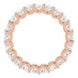 14K Gold Oval Natural Diamond Shared U-Prong Eternity Band – 5x3 mm Stones - Rose Gold - view 2