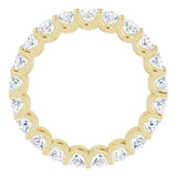14K Gold Oval Natural Diamond Shared U-Prong Eternity Band – 5x3 mm Stones - Yellow Gold - view 2