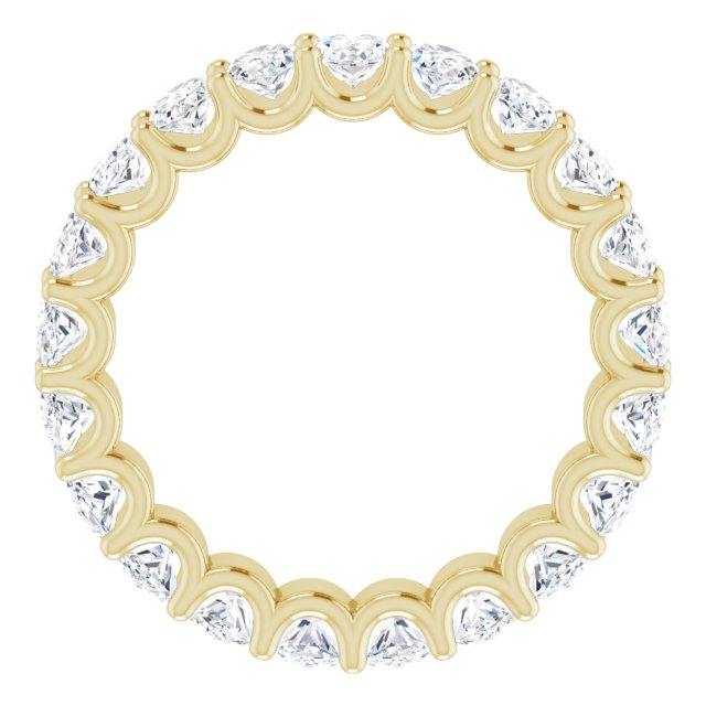 14K Gold Oval Natural Diamond Shared U-Prong Eternity Band – 5x3 mm Stones - Yellow Gold - view 2