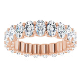 14K Gold Oval Natural Diamond Shared U-Prong Eternity Band – 5x3 mm Stones - Rose Gold - view 3