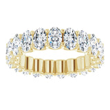 14K Gold Oval Natural Diamond Shared U-Prong Eternity Band – 5x3 mm Stones - Yellow Gold - view 3