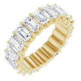 14K Gold Emerald Lab-Grown Diamond Shared U-Prong Eternity Band – 5x3 mm Stones - Yellow Gold