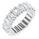 Platinum Emerald Natural Diamond Shared U-Prong Eternity Band – 5x3 mm Stones