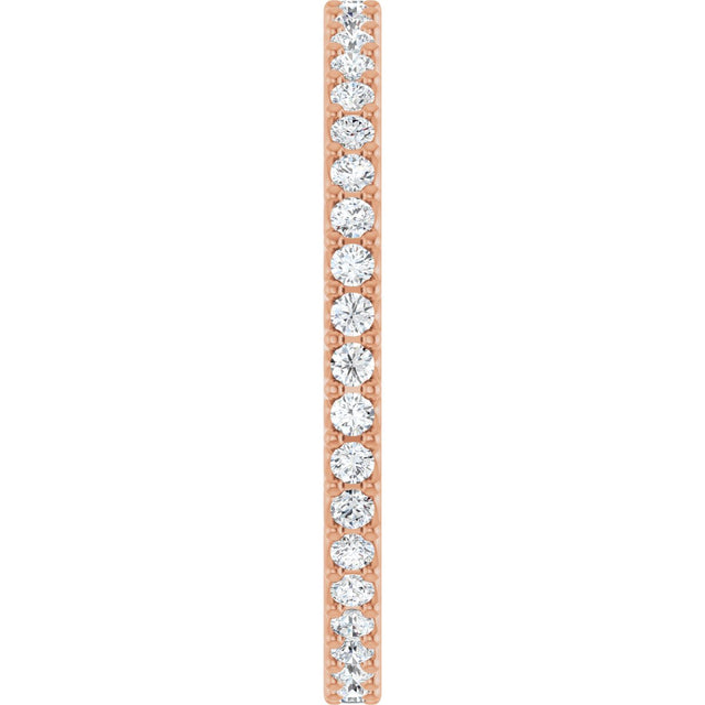 14K Gold Round Natural Diamond Shared U-Prong Eternity Band – 2.5 mm Stones - Rose Gold - view 4