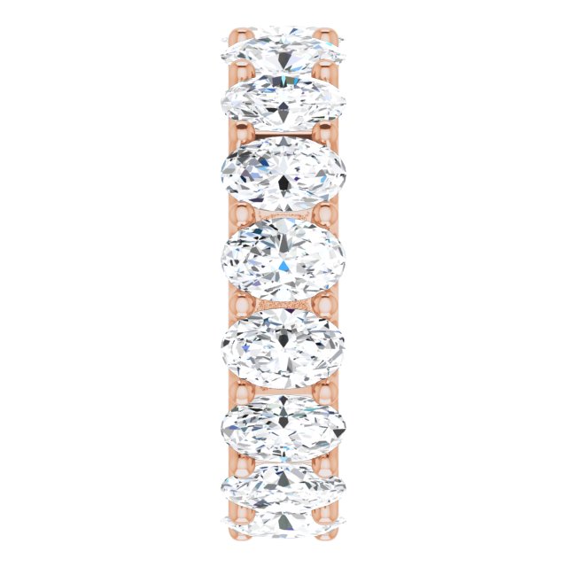 14K Gold Oval Lab-Grown Diamond Shared U-Prong Eternity Band – 6x4 mm Stones - Rose Gold - view 4