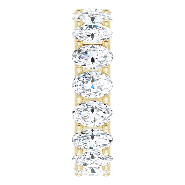 14K Gold Oval Natural Diamond Shared U-Prong Eternity Band – 6x4 mm Stones - Yellow Gold - view 4