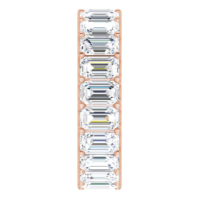 14K Gold Emerald Lab-Grown Diamond Shared U-Prong Eternity Band – 5x3 mm Stones - Rose Gold - view 4