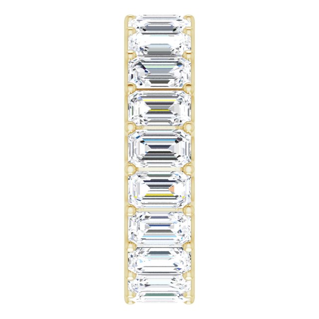 14K Gold Emerald Lab-Grown Diamond Shared U-Prong Eternity Band – 5x3 mm Stones - Yellow Gold - view 4