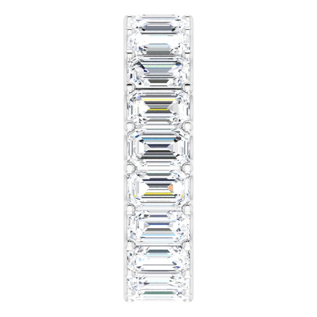 14K Gold Emerald Lab-Grown Diamond Shared U-Prong Eternity Band – 5x3 mm Stones - White Gold - view 4