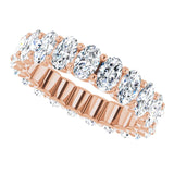 14K Gold Oval Natural Diamond Shared U-Prong Eternity Band – 5x3 mm Stones - Rose Gold - view 5