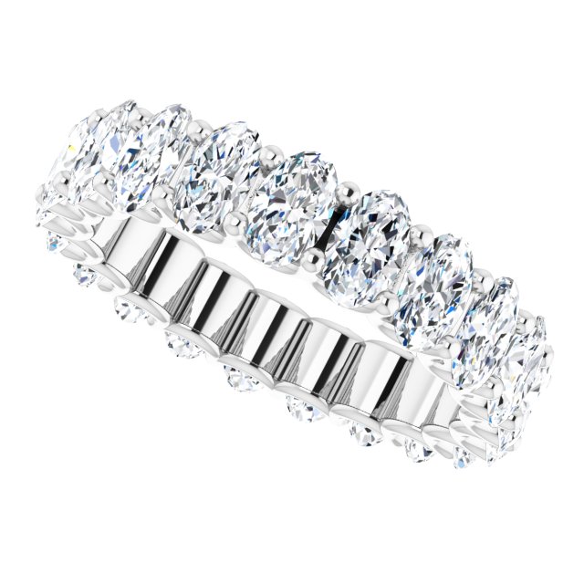 Platinum Oval Lab-Grown Diamond Shared U-Prong Eternity Band – 5x3 mm Stones - view 5