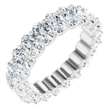 14K Gold Oval Natural Diamond Shared U-Prong Eternity Band – 5x3 mm Stones - White Gold