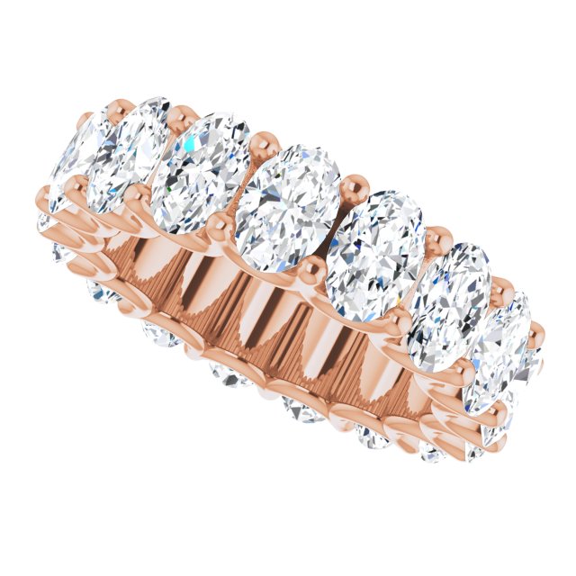 14K Gold Oval Lab-Grown Diamond Shared U-Prong Eternity Band – 6x4 mm Stones - Rose Gold - view 5