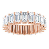14K Gold Emerald Lab-Grown Diamond Shared U-Prong Eternity Band – 5x3 mm Stones - Rose Gold - view 3