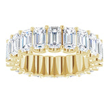 14K Gold Emerald Lab-Grown Diamond Shared U-Prong Eternity Band – 5x3 mm Stones - Yellow Gold - view 3