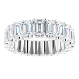 Platinum Emerald Natural Diamond Shared U-Prong Eternity Band – 5x3 mm Stones - view 3