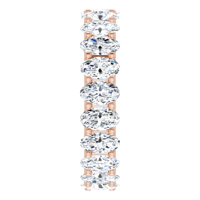 14K Gold Oval Natural Diamond Shared U-Prong Eternity Band – 5x3 mm Stones - Rose Gold - view 4