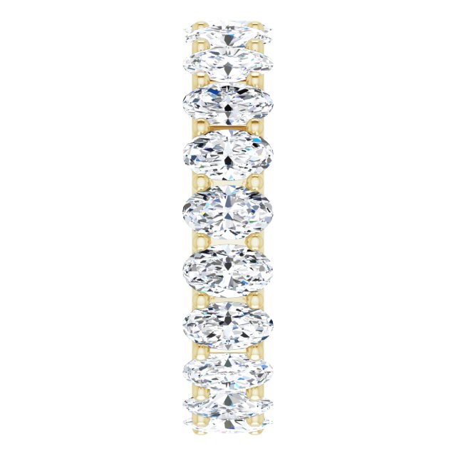14K Gold Oval Natural Diamond Shared U-Prong Eternity Band – 5x3 mm Stones - Yellow Gold - view 4