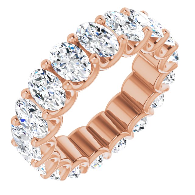 14K Gold Oval Lab-Grown Diamond Shared U-Prong Eternity Band – 6x4 mm Stones - Rose Gold